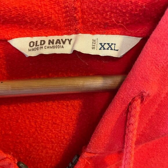 Old Navy Est 1994 Red Vintage Side Zip Up Hooded Sweatshirt XXL - Picture 6 of 12